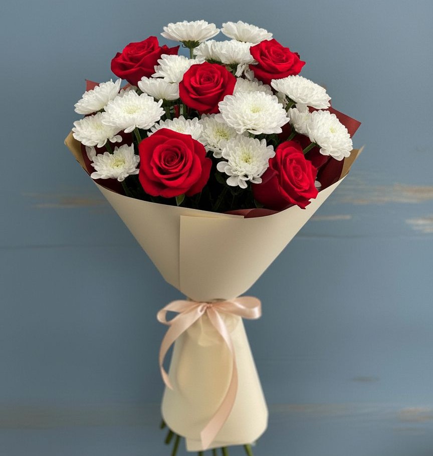 Букет цветов из: Розы и Хризантемы в Мишеронский