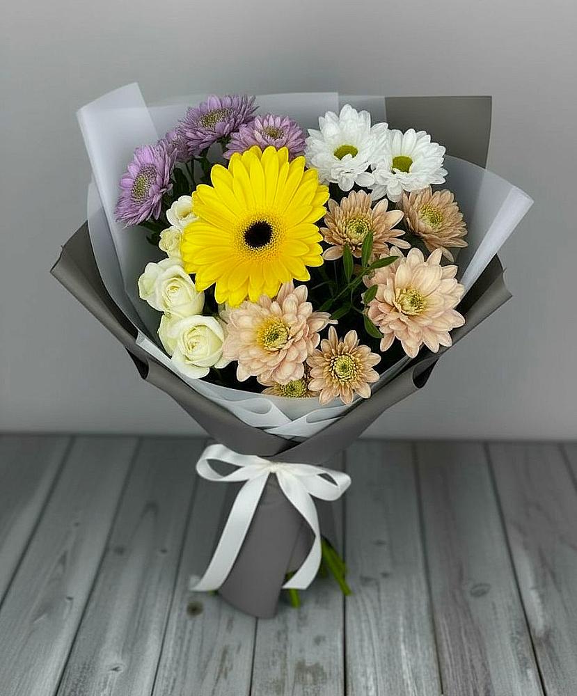 Букет цветов из: Розы, Герберы и Хризантемы в Мишеронский