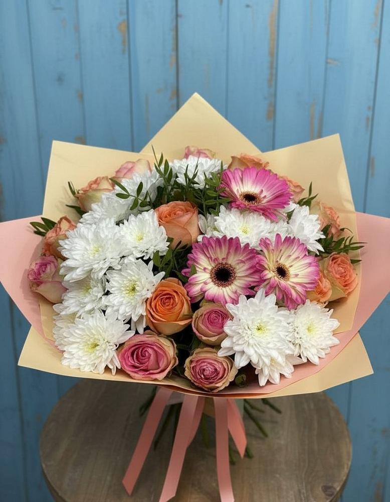 Букет цветов из: Розы, Герберы и Хризантемы в Мишеронский
