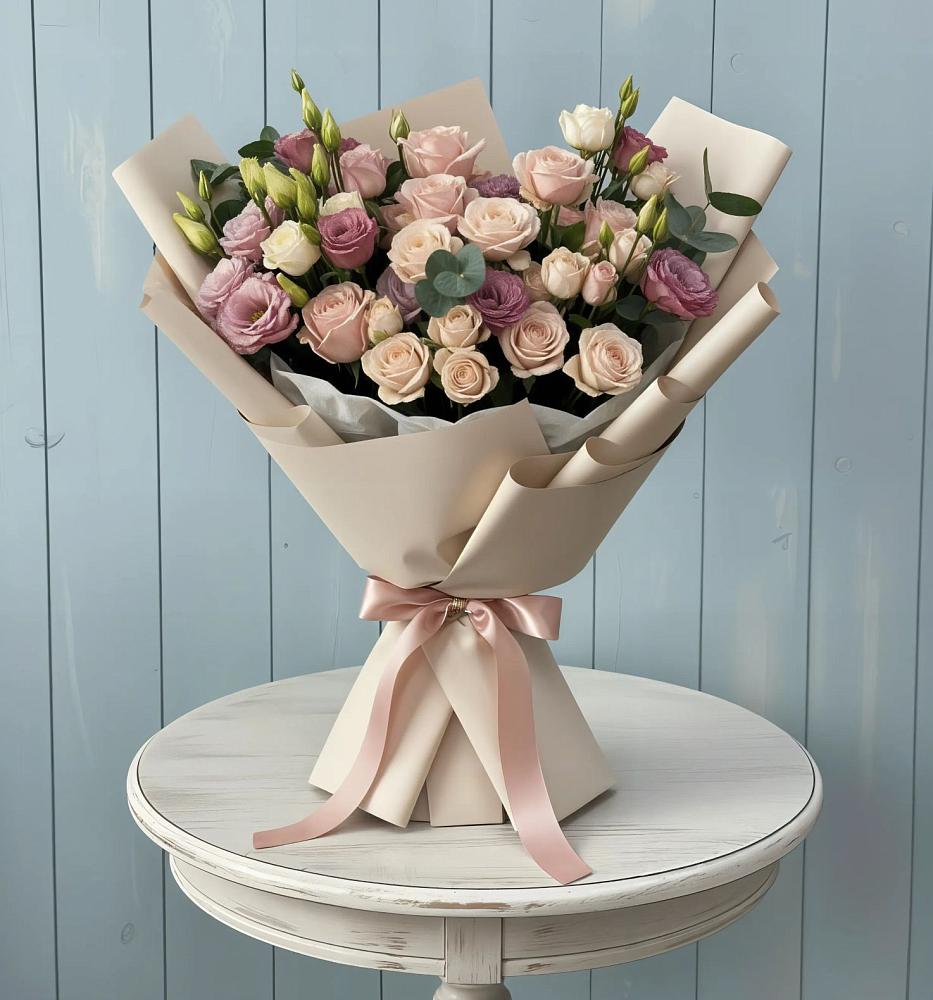 Букет цветов из: Розы и Лизиантусы в Мишеронский